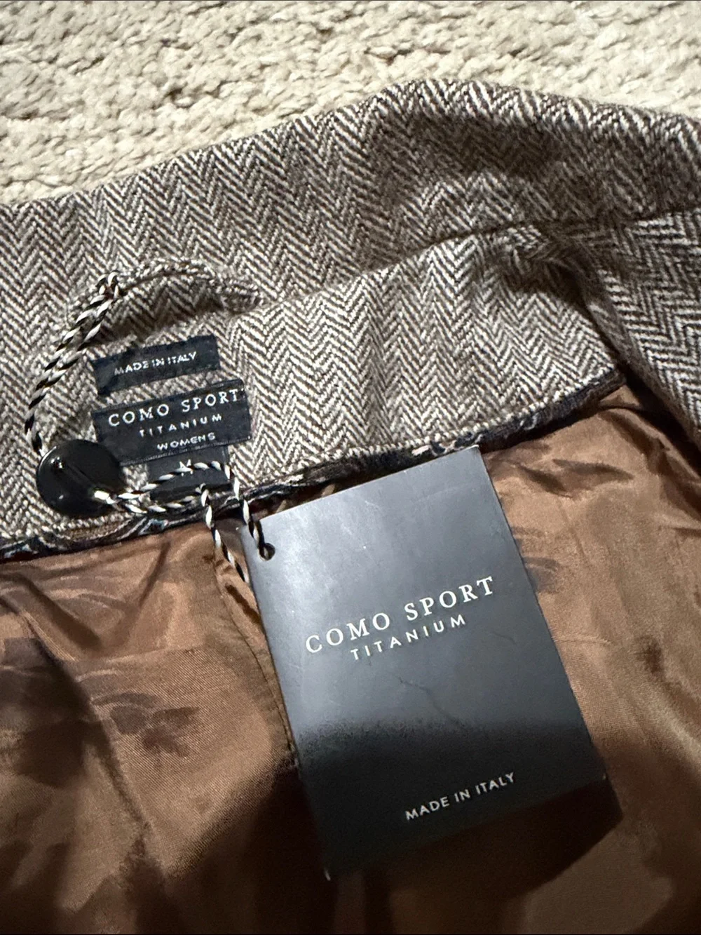 NWT Como Sport titanium Taupe Herringbone Sport Coat